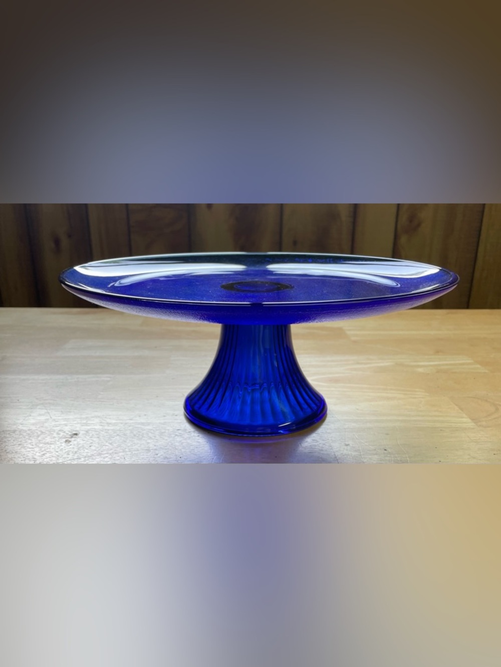 Cobalt Blue Glass Pedestal Cake Stand - Elegant Home Art